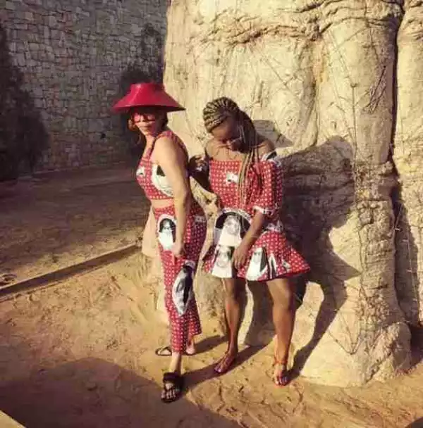 DJ Cuppy And Her Mum Strike A Pose In Matching Ankara Oufits